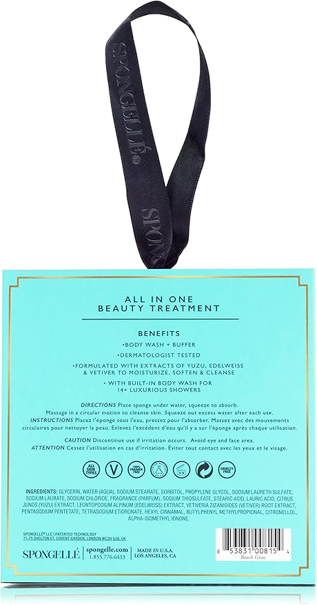 SPONGELLÉ Boxed Flower Shower Body Wash Infused Buffer, Beach Grass