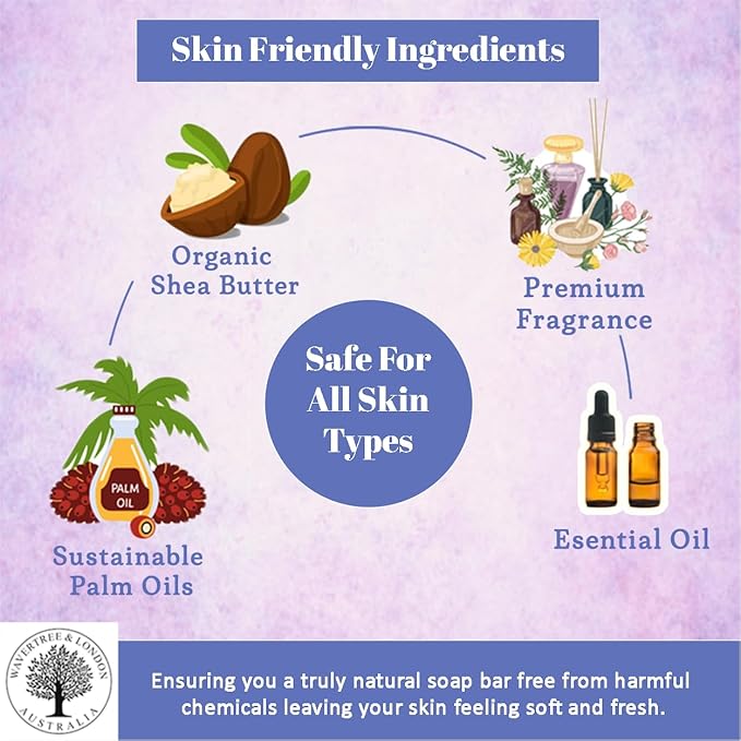 Wavertree & London Flower Market Scented Natural Soap (2 Bars), 7oz Moisturizing French Triple Milled Soap Bars enriched with shea butter - Pure Plant Based Bath & Body Bars for All Skin Types