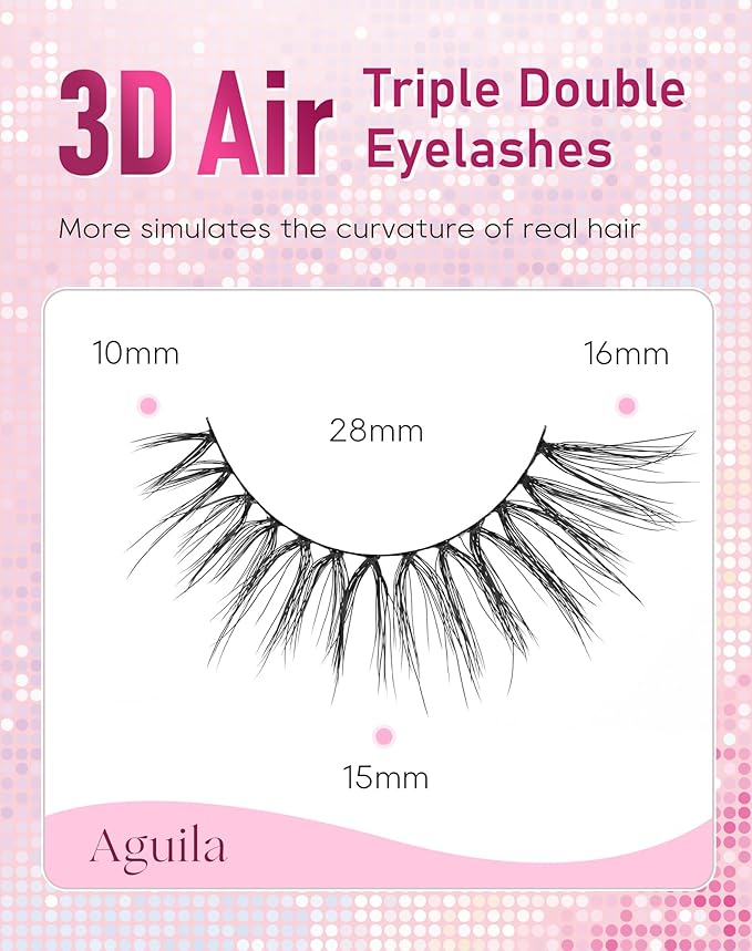 Frihappy Fake Eye Lashes Mink Lashes False Eyelashes Natural Lashes False Lashes Wispy Eyelashes Natural Look 3D Air-Aguila
