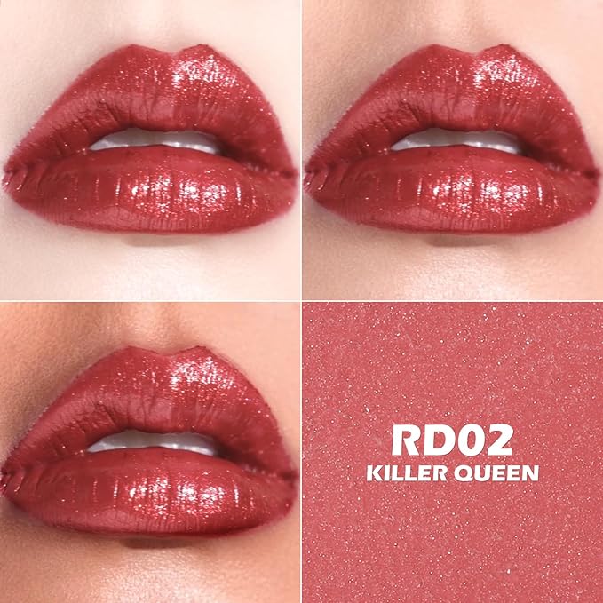 FOCALLURE Moisturizing Shiny Lipstick,Pearl Shimmery Finish,Hydrating Tinted Lip Balm with Creamy Texture,Long Lasting High Pigmented Lip Stain,Killer Queen