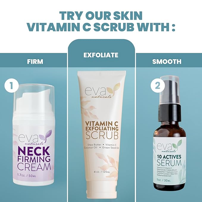 Eva Naturals Vitamin C Facial Scrub - Cleanse and Clear Face, Exfoliating Wash