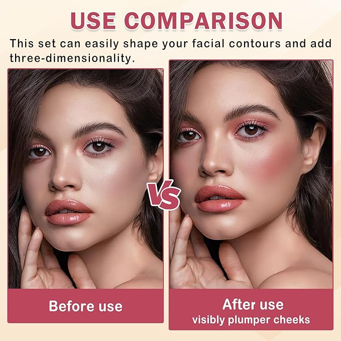 6 Colors Cream Contour Stick Makeup Contour Kit,Double-ended Cream Bronzer Stick,Highlighter Stick,Cream Blush Stick,Lightweight Contour Makeup Kit for Beginners - Set A