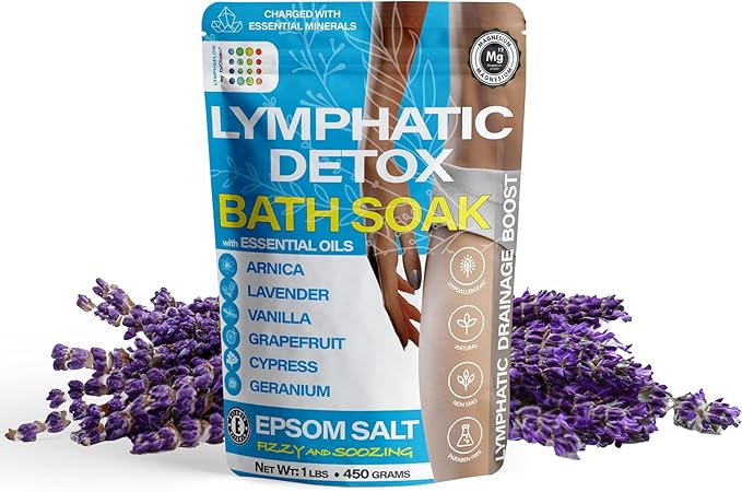 Arnica Montana Bath Salts, Espom Salt Bath Soak for Lymphatic Drainage & Body Detox, Epsom Salts for Soaking with Essential Oils, Bath Salts for Pain Relief, Swelling & Post Surgery, 1 Lb