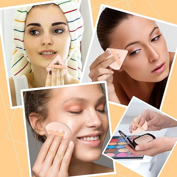 6 Pieces Triangle Powder Puff Soft Makeup Sponge Make Puff for Face Powder Cosmetic Foundation Sponge Makeup Tool Stocking Stuffers for Women (Flesh)