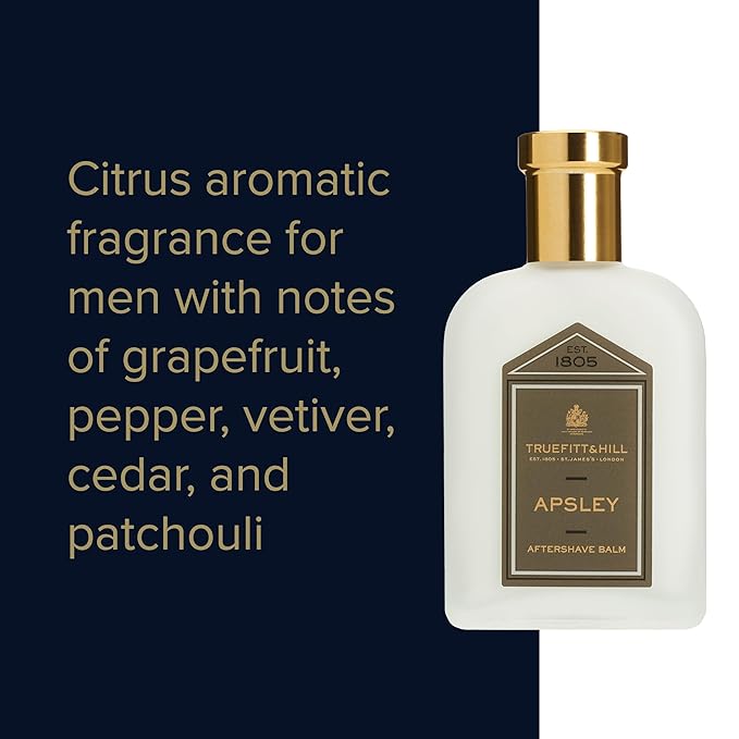 Truefitt & Hill Luxury Aftershave Balm - Apsley - Premium Soothing Moisturizer with Aloe Vera Extract - Ideal for Sensitive Skin, Razor Burn Relief, and a Silky Smooth Finish - 3.38 oz.