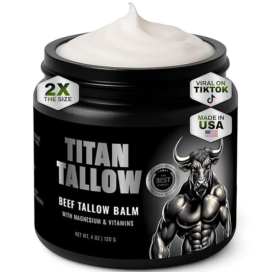 Beef Tallow for Skin, Face & Body Balm with Magnesium for Sleep, Leg Cramps & Pain, Muscle Relaxation, Moisturizing Topical Cream - Organic Grass-Fed & Grass-Finished Tallow, Manuka Honey Lotion