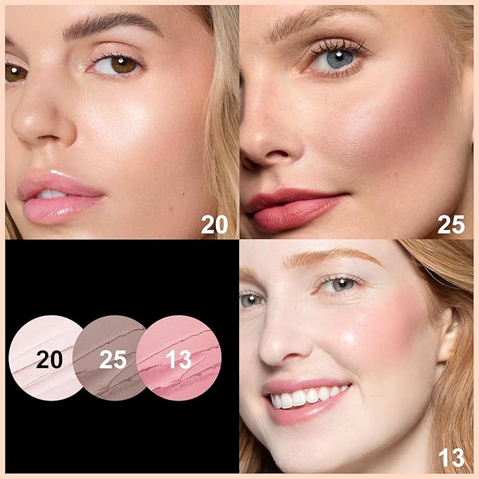 FOCALLURE 3 Pcs Cream Contour Sticks,Shades with Highlighter & Bronzer & Blush,Non-greasy Long-wear Face Contouring Pen,Easy to Sculpt the Face and Create a Lightweight Finishing Makeup,FAIR-LIGHT