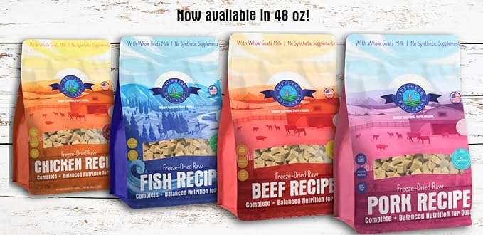 Freeze Dried Raw Dog Food, Pork Recipe, All Natural, No Synthetics, Made in USA with Goat's Milk & Organic Produce, High Protein, Complete Meal (48oz)