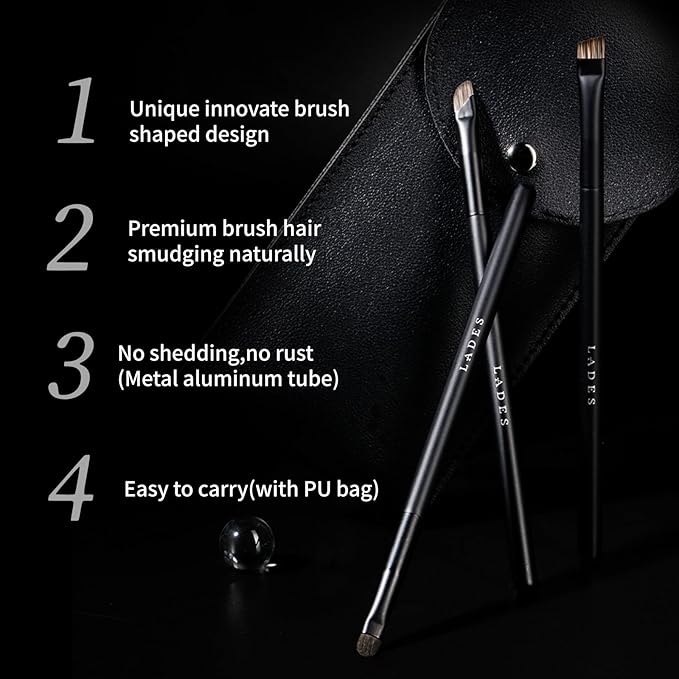 Eye Makeup Brushes 8pcs Eyeshadow Makeup Brushes Set with Soft Synthetic & Natural Hair, Real Wood Handle with Bag for Eyeshadow, Eyeliner, Blending, Eyebrow, Pure Black