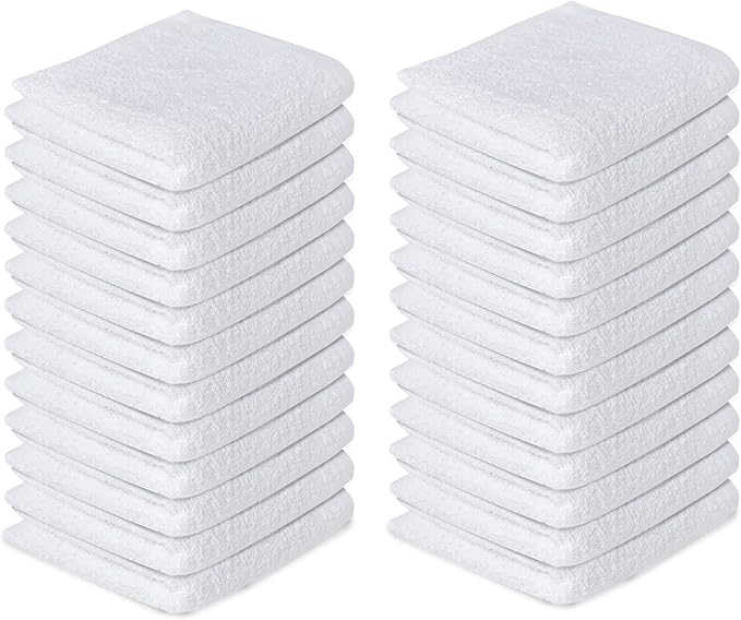 Softolle 100% Cotton Washcloths 24 Pack (12x12 Inches) Soft, Highly Absorbent Washcloth, Face Towels, Wash Cloths for Face, Ring Spun, Bulk Pack (Grey/White)