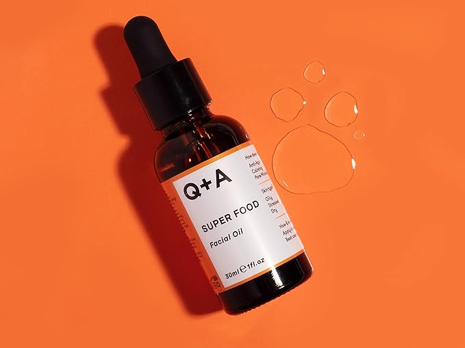 Q+A Super Food Facial Oil (30ml), Natural Vitamin-Rich Face Oil with Jojoba, Vitamin E Oil, Deeply Nourishes and Hydrates Dry, Sensitive, and Normal Skin, Boosts Skin Radiance and Glow