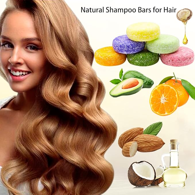8 Pack Shampoo Bar Gift Set,Natural Soap, Solid Dry Damaged Hair With Plant Essence Oil Helps Stop Loss and Promotes Healthy Growth, Travel Size Bulk Set