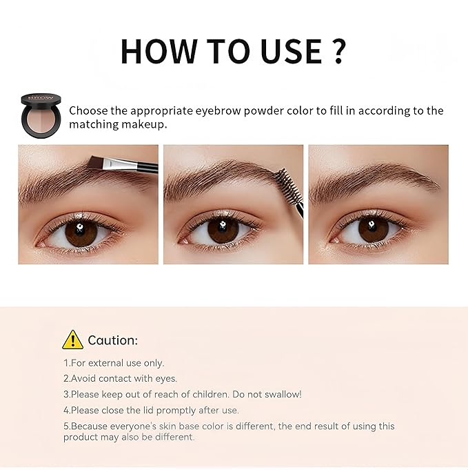 MAEPEOR Brow Powder Duo 6 Colors Natural Smooth Eyebrow Powder Professional Brow Contour Palette for Filler Defined & Sculpt (01 Soft Brown)