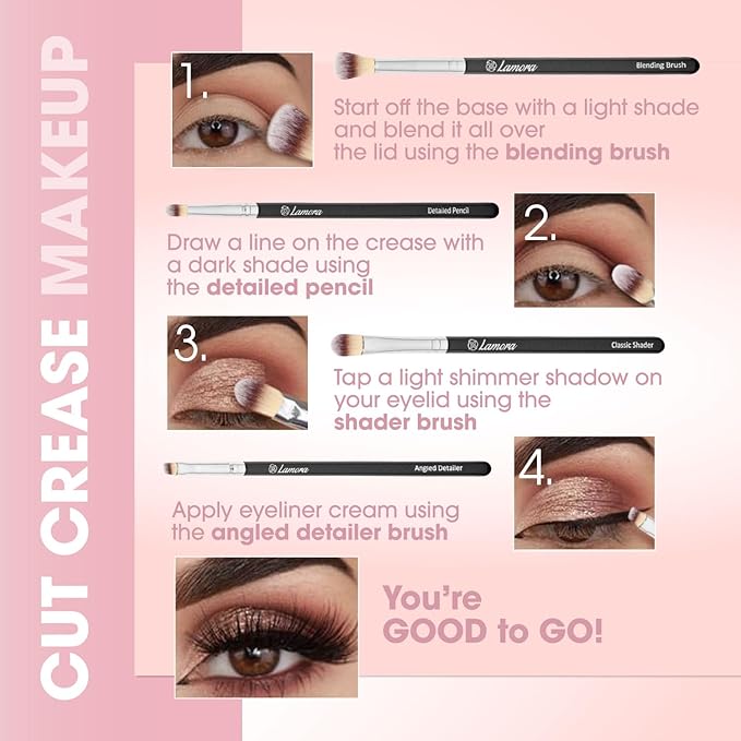 Eye Makeup Brushes Eyeshadow Brush Set - 7pcs Soft Synthetic Brush Kit - For Blending Eyeshadow, Eyeliner, Crease, Eyebrow - Long Lasting, Apply Better, Flawless Look Makeup