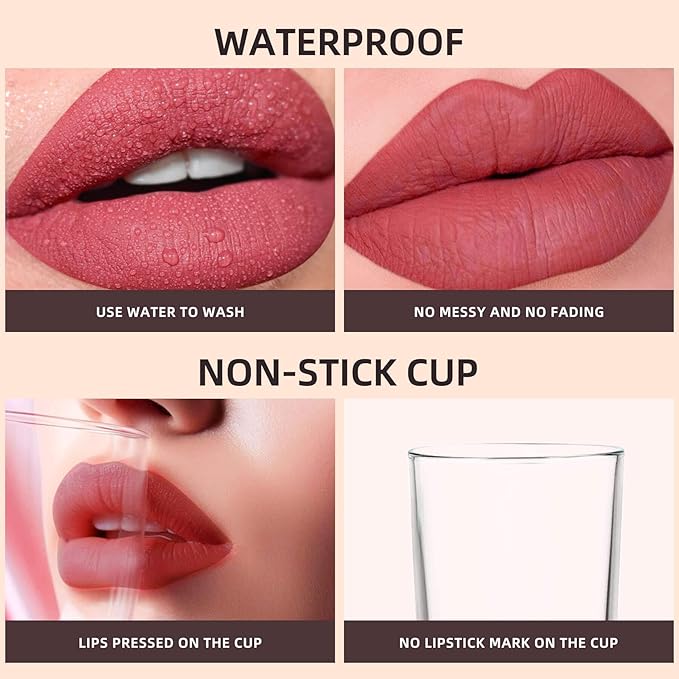 Peach Pink Liquid Lipstick - Long Lasting, Smudge Proof, Transfer-Resistant Lip Color,Waterproof, Non-Transfer Formula (Velvet Voyage)