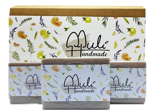 Natural Handemade Bar Soap for Men and Women with Essential oils, Scented Bar Soaps for Bath, Fragrance Regular Use Gift Set (Pack of 3) Dead Sea Mud