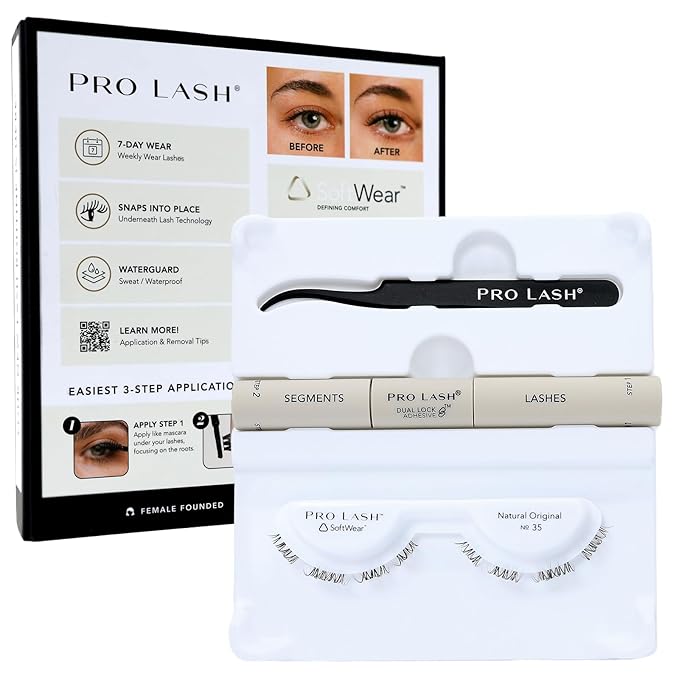 Pro Lash SoftWear Clean Girl Mini Lash Clusters Kit - Natural-Looking, Lightweight Lashes - 7-Day Cluster Eyelash Extensions - False Eyelashes Plus Adhesive and Tweezers - Original No. 35