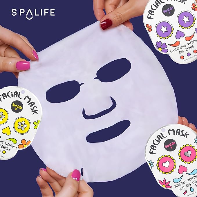 SpaLife Dia de Muertos Facial Mask Variety Pack - 9 Count for Hydrating and Refreshing Skin Care Korean Sheet Masks - Moisturizing Face Mask Sheets for Spa-Like Skin Rejuvenation
