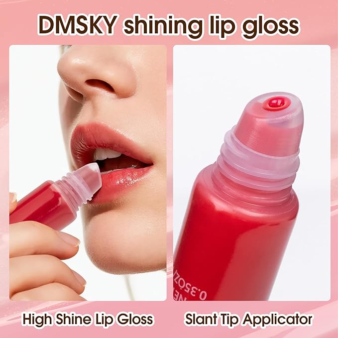 Dmsky 24 Pack Lip Gloss Set, 12 Colors Lip Oil for Dry Cracked Lips, Moisturizing Lip Balm Infused with Vitamin E for a Sheer Tint Of Color