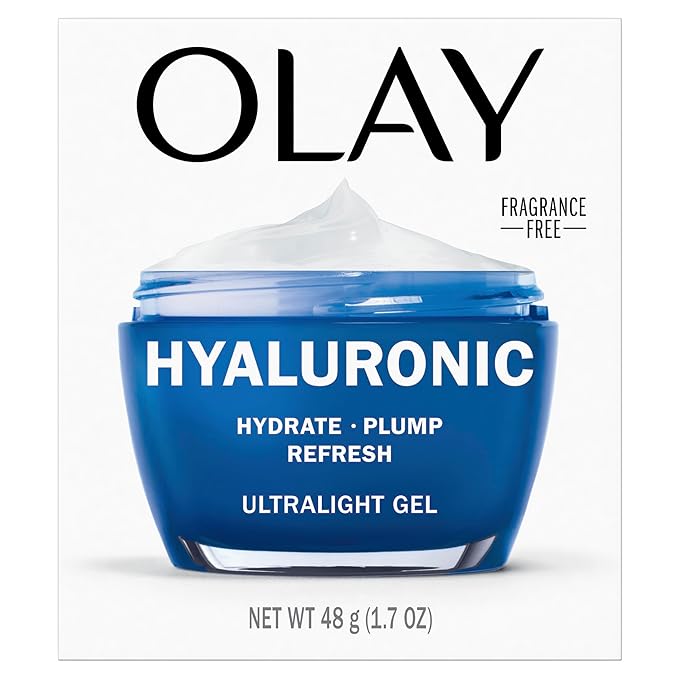 Olay Hyaluronic Acid Face Moisturizer, Instant Hydration for Women, Fragrance-Free - Dry Skin Solution, Glowing, Smoothing, Plumping, Renewing - Niacinamide, Amino Peptides 1.7 Oz
