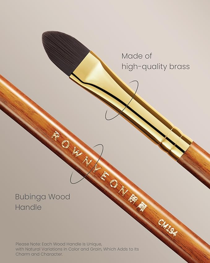 Desert Oak Series Pro Concealer Duo - Wide Teardrop & Micro Detail Brush Set for Under Eyes, Acne Scars & Redness, Bubinga Wood Handles (CM 194 & 195 Kit)