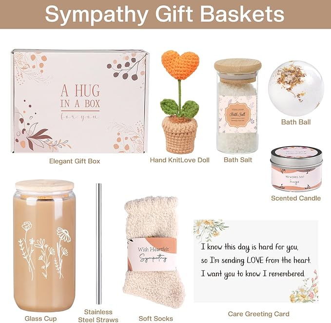 Condolences Gift Basket For Loss, Sympathy Gift Baskets, Sympathy Gifts For Loss Of Loved One, Grief Gifts For Women, Sorry For Your Loss Gift, Bereavement Gift, Memorial present For Loss Of Mom
