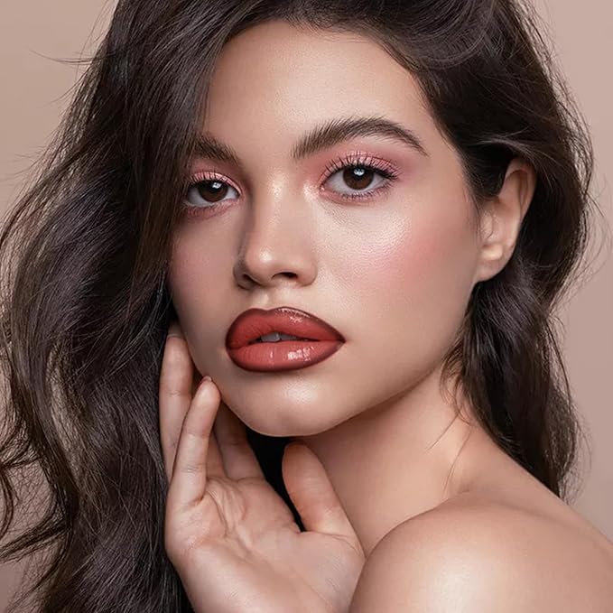 2Pcs Lipstick and Lip Liner Combo, Lip Liner and Lip Gloss Kit for Women, Matte Lip Pencil and Smooth Hydrating Lipstick with Sharpener, Non-Stick Lip Makeup Set