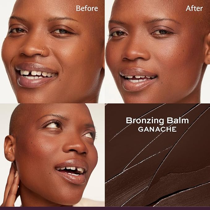 Subtl 3-in-1 Makeup Stack – Cream Bronzer, Powder Highlighter & Lip Glaze for On-the-Go Touch Ups – Lightweight, Travel-Friendly, Blendable Balm (Deep/Ganache)