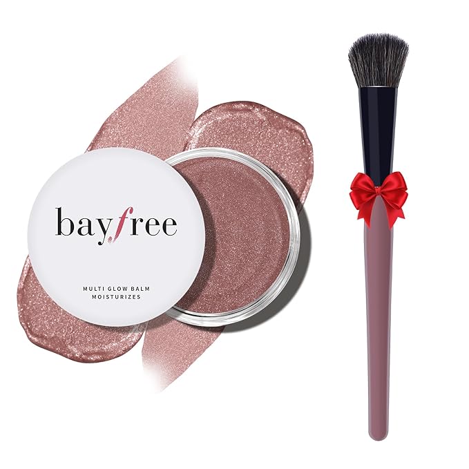 bayfree Multi Cream Blush & Blush Brush Set, Korean Makeup Blush for Cheeks, Multi-Use Face Balm, Lightweight & Hydrating, Blendable Color, Non-Greasy, Soft Bristles for Radiant Finish (Nude Gardenia)