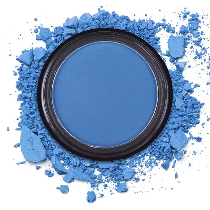 MEICOLY Blue Matte Cream Single Eyeshadow,Natural Nude Pressed Powder Eyeshadow,Bold Matte Shade Eyelid Color for SFX Halloween Smurf Corpse Bride Sally Makeup for Day & Night
