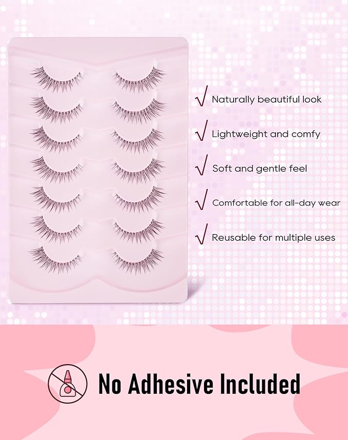 Frihappy Natural Eyelashes Short Wispy False Lashes C Curl HP-70
