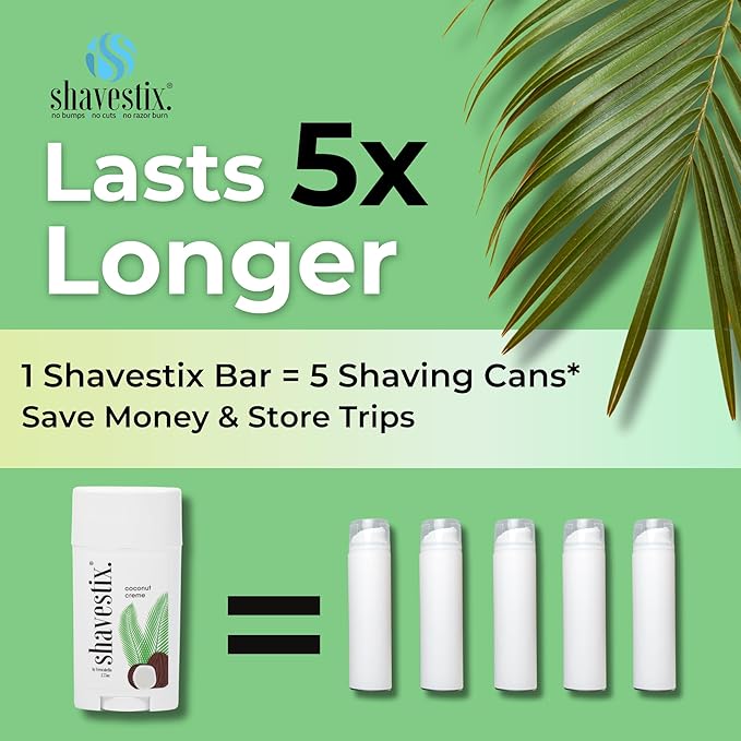 Shavestix Shaving Cream Stick 2.75 Oz - Travel Size Toiletries for Women | Coconut Milk Based Razors, Shavers Friendly Hair Removal Cream Shave Bar | Sub Shaving Gel, Soap, Foam