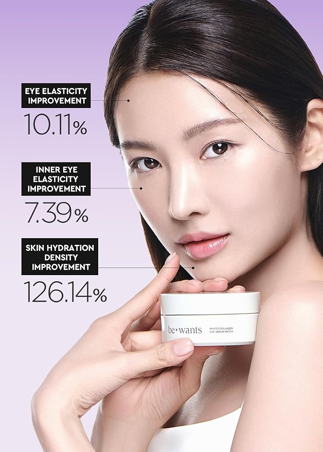 Bewants under eye patches for puffy eyes, Korean under eye mask with vegan collagen and 71.9% bamboo water, patches for dark circles and Cooling, 60 pieces