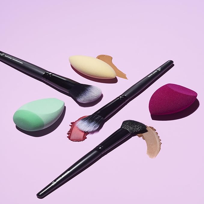 e.l.f. Buffing Foundation Brush, Tapered Makeup Brush For A Seamless-Looking Finish & Even Coverage, Vegan & Cruelty-Free