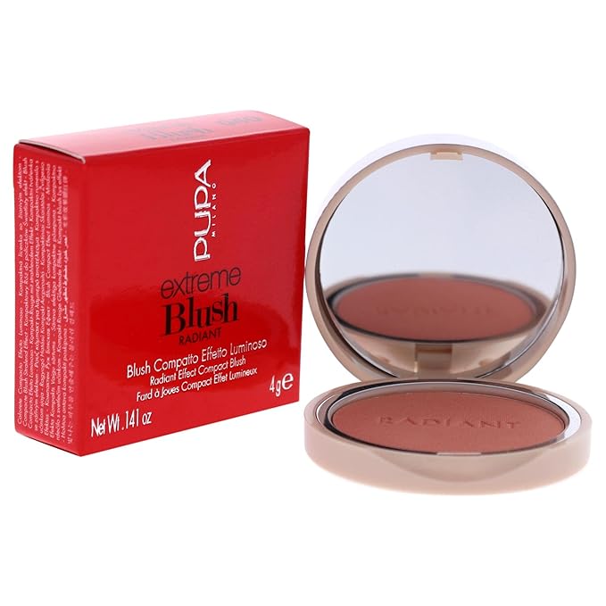 Pupa Milano Extreme Blush Radiant - Compact Blush with a Radiant Effect and Intense Glowing Color - Pearly Texture - Revives Complexion and Enhances Features - 040 Orange Vibes - 0.141 Oz