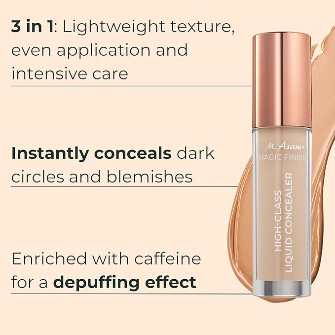 M. Asam MAGIC FINISH HIGHCLASS LIQUID CONCEALER Nude (0.13 fl oz) - 4-in-1 Concealer With Mimic-Lift complex & High Coverage For Dark Circles & Blemishes, Vegan Make Up With Illuminating Pigments