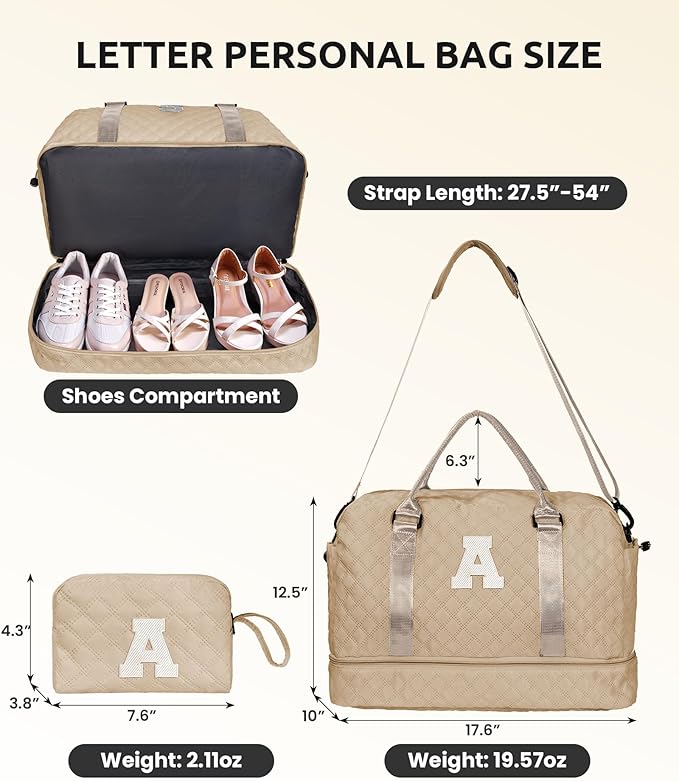 Women Group Gift Ideas, Gifts for Women-Kids Travel Bags with Shoe Compartment, Personalized Weekender Bag, Monogram Overnight Bag for Women, Letter Travel Bag with Makeup Bag (Letter Y)