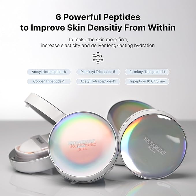 TROIAREUKE Seoul "Bridal" Cushion Foundation(#22, Yellow Beige), Korean Cushion Foundation, K-Beauty, Hydrating, Long-lasting, Lightweight, Natural Finish, Anti-Aging, Moisture, Whitening, SPF 50+