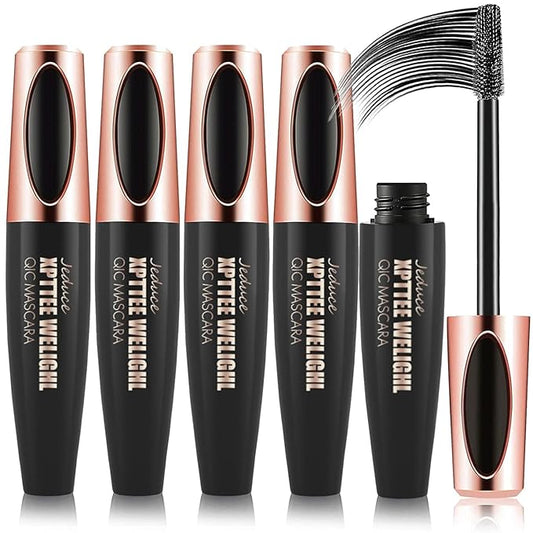 4D Silk Fiber Lash Mascara Extension - 4 Pack Voluminous, Waterproof & Smudge-Proof, Long-Lasting No Flaking, Natural No Clumping, All Day Exquisitely Full
