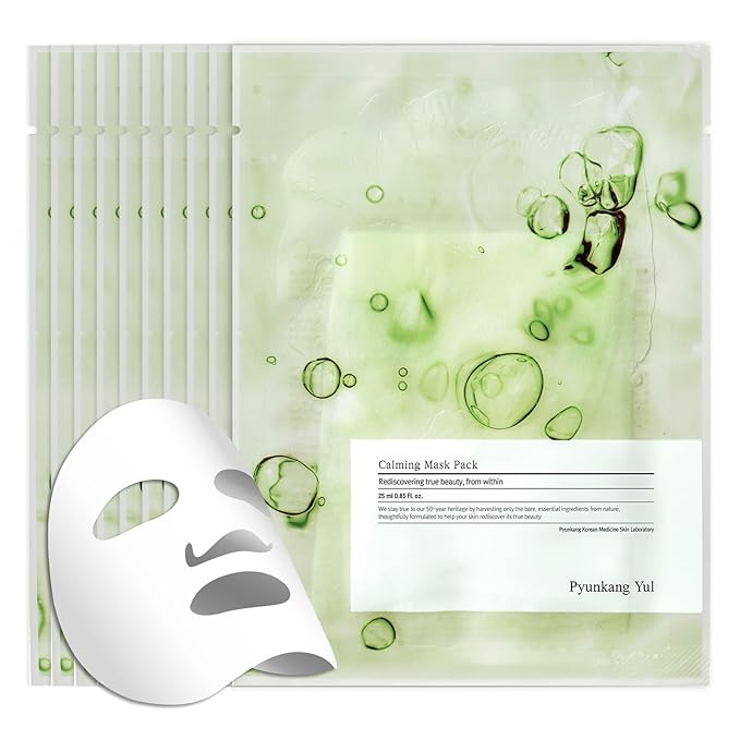 Pyunkang Yul PKY Ceramide Calming Mask Pack 10 PCS - Korean Face Mask Skin Care Products, Beauty Face Mask Containing Panthenol, Hyaluronic Acid, Tea Tree, Shea Butter, Squalene and Cica