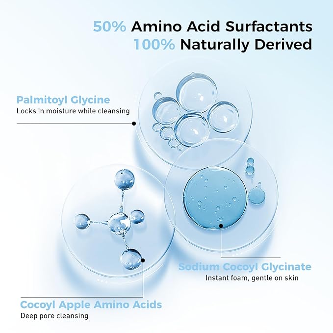 WNP Hyaluronic Acid Ultra-Hydrating Gentle Face Cleanser 50% Amino Acid, 4D Hyaluronic Acid, Ceramide & Centella Asiatica Gentle Daily Facial Wash for Dry & Sensitive Skin Vegan SkinCare