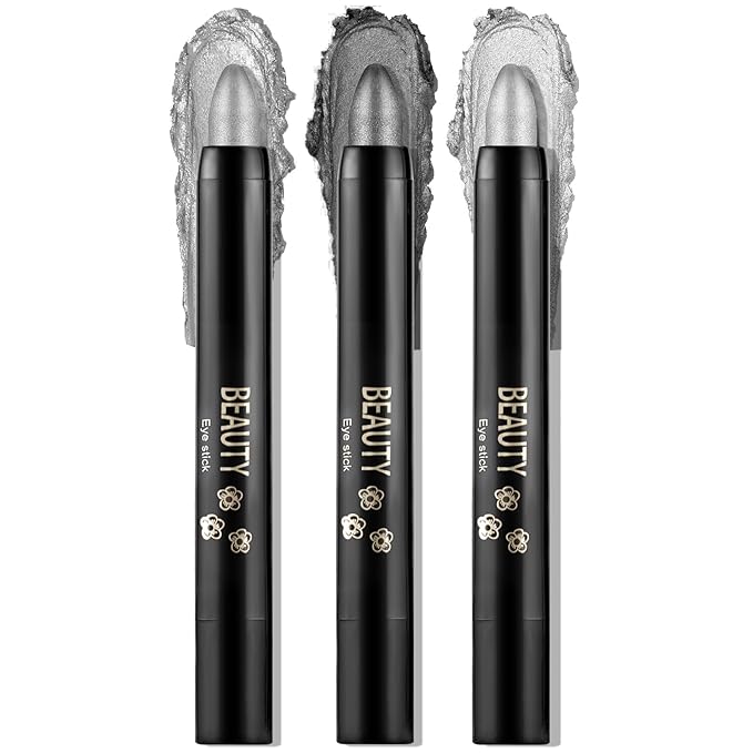 Boobeen 3PCS Cream Eyeshadow Pencil Crayon Waterproof Brightener Stick Shimmer Pen Create Glitter Eye Makeup, Easy to Use