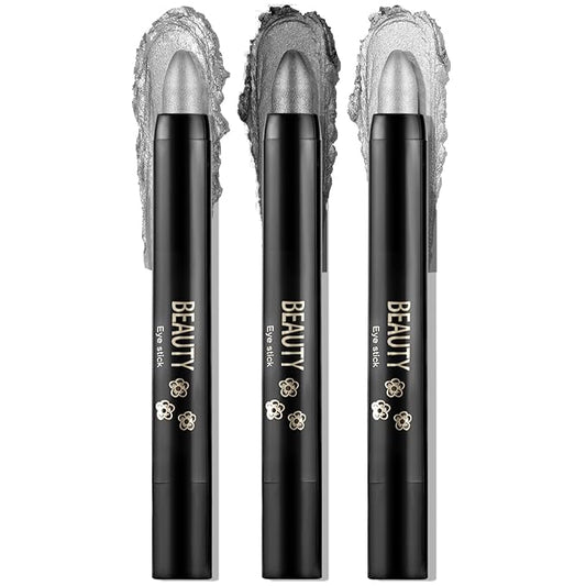 Boobeen 3PCS Cream Eyeshadow Pencil Crayon Waterproof Brightener Stick Shimmer Pen Create Glitter Eye Makeup, Easy to Use