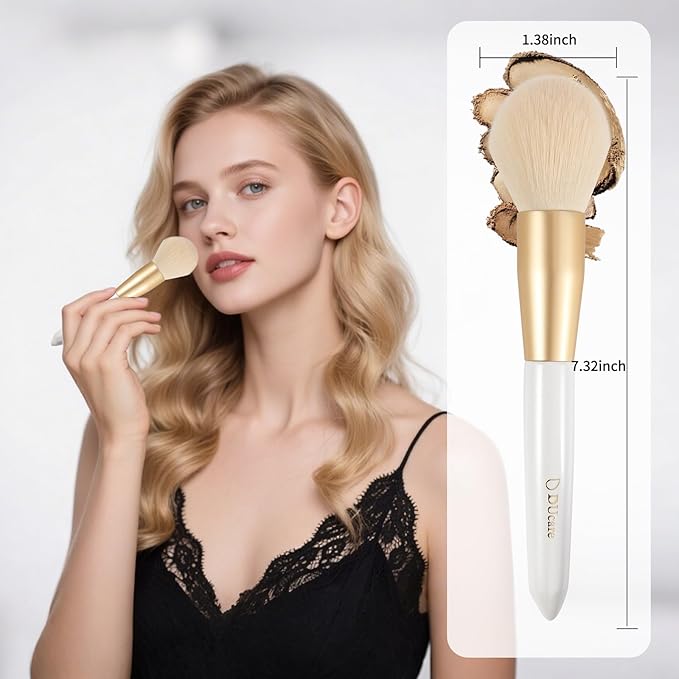 Ducare Angled Blush Brush & Tapered Powder Brush 2Pcs Makeup Brushes Set, Pointed Powder Brush for Light Application Fluffy Blush Brush Perfect for Blush,Highlighting, Defining and Contouring