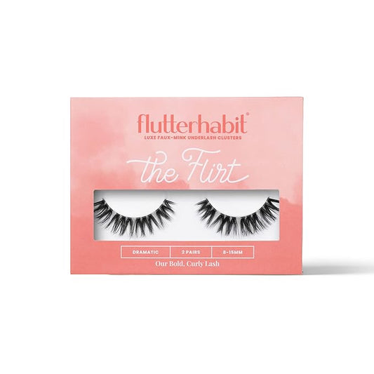FlutterHabit The Flirt Lashes, 2 Sets of Eyelashes, DIY Cat Eye Lash Extensions, Up to 10 Day Lash Wear, Salon Quality Cluster Eyelashes for a Natural Look, No Glue Included