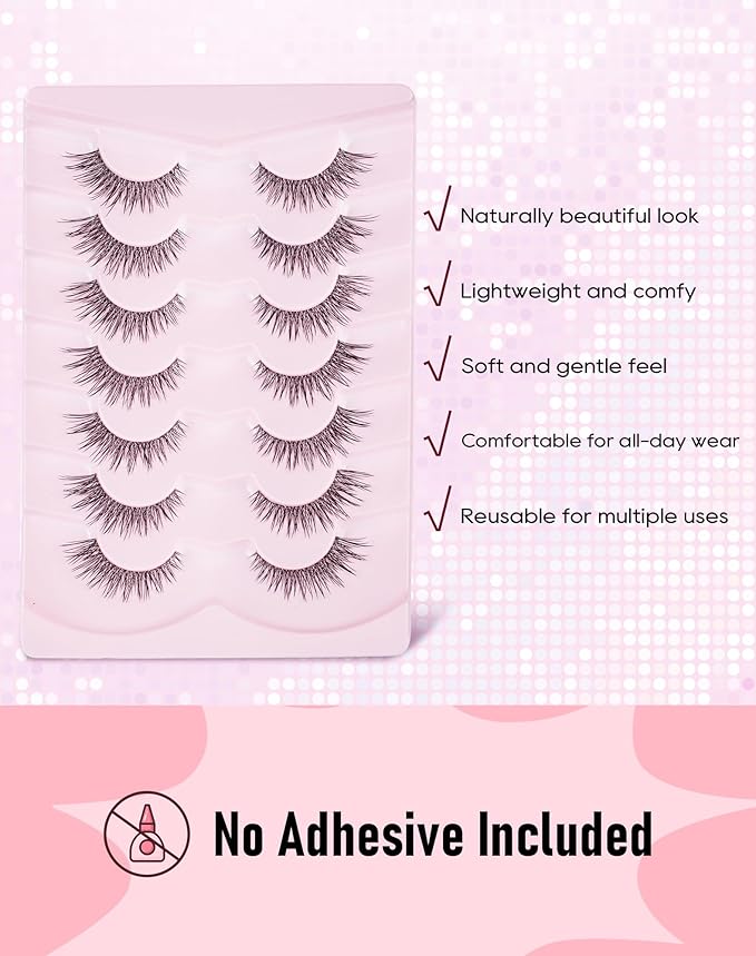 Frihappy Natural False Eyelashes Flared Wispy False Lashes Natural Look HA-17