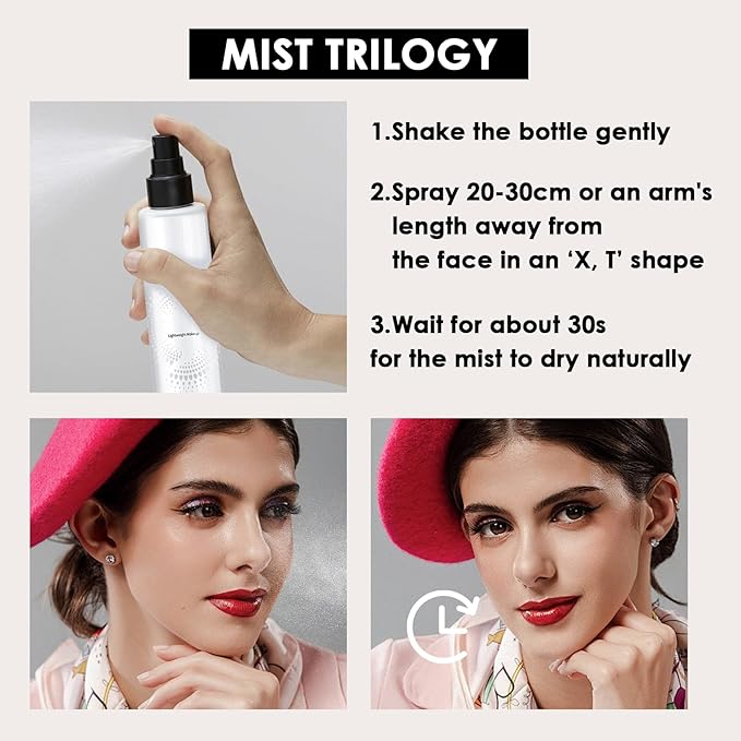 2PCS Makeup Setting Spray Set for Face, Weightless Long Lasting Waterproof Fixing Makeup Setting Face Spray, Smudge-proof, Hydrating & Refreshing Setting Spray Makeup for All Skin Type（A)