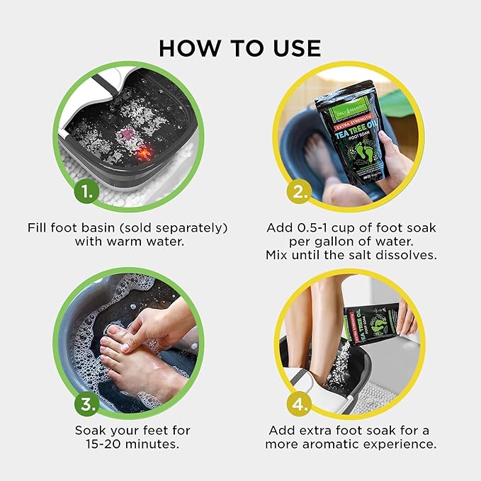 DAILY REMEDY EXTRA STRENGTH Tea Tree Oil & Citrus Detox Foot Soak Set - Made in USA - Soothes Sore Tired Feet, Athletes Foot, Stubborn Foot Odor, Softens Calluses & Refreshes & Detoxifies - Pack of 2