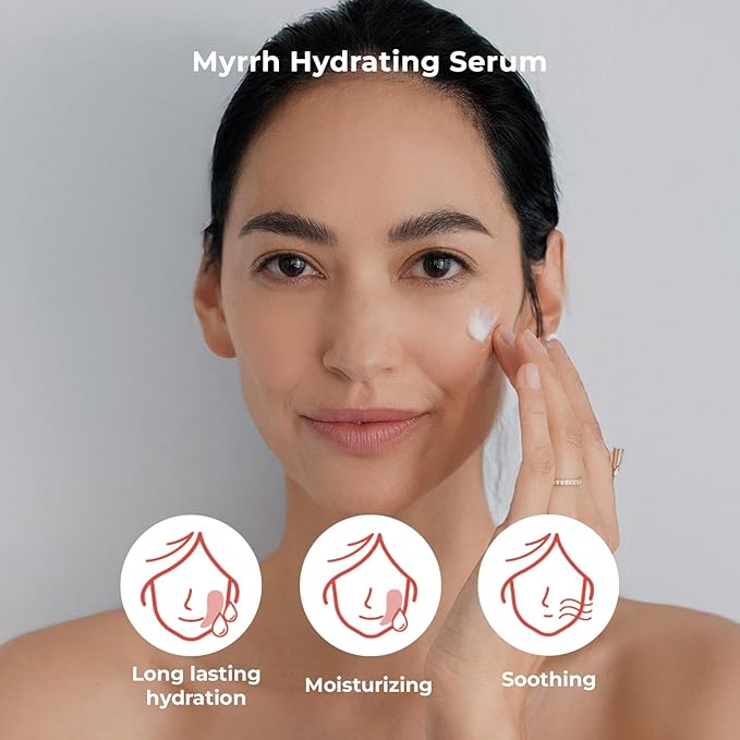 Inna Organic Myrrh Hydrating Serum, hydrating & moisturizing, strengthen moisturizing effect, EWG verified clean beauty, COSMOS certified organic, vegan beauty, cruelty free skin care