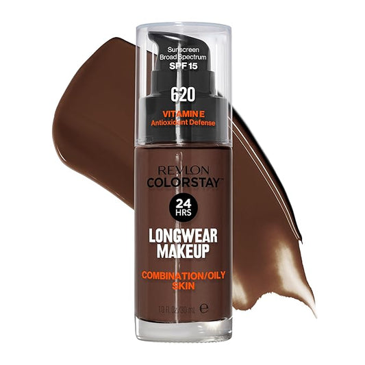 Revlon Liquid Foundation, ColorStay Face Makeup for Combination & Oily Skin, SPF 15, Medium-Full Coverage with Matte Finish, 620 Java, 1 Fl Oz